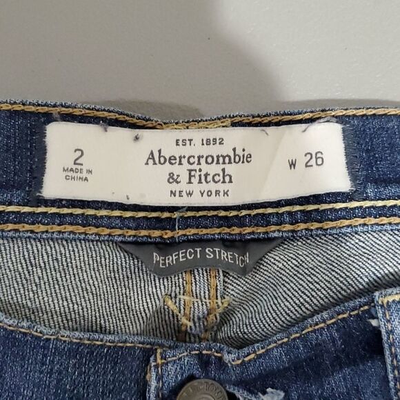 𝅺abercrombie & Fitch 26x31 perfect stretch size 2 medium tint straight leg jean - Picture 6 of 8